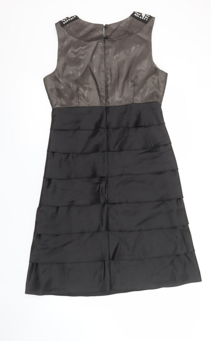 Next Women’s Black Beaded Sleeveless Shift Dress Size 10