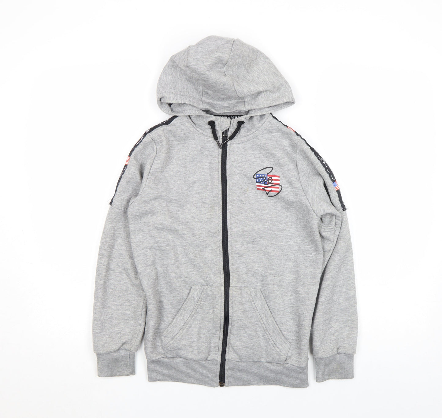 Boys UK Size 10-12 Years Supply & Demand Grey Full Zip Hoodie