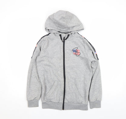 Boys UK Size 10-12 Years Supply & Demand Grey Full Zip Hoodie