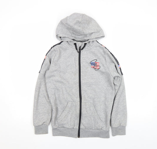 Boys UK Size 10-12 Years Supply & Demand Grey Full Zip Hoodie