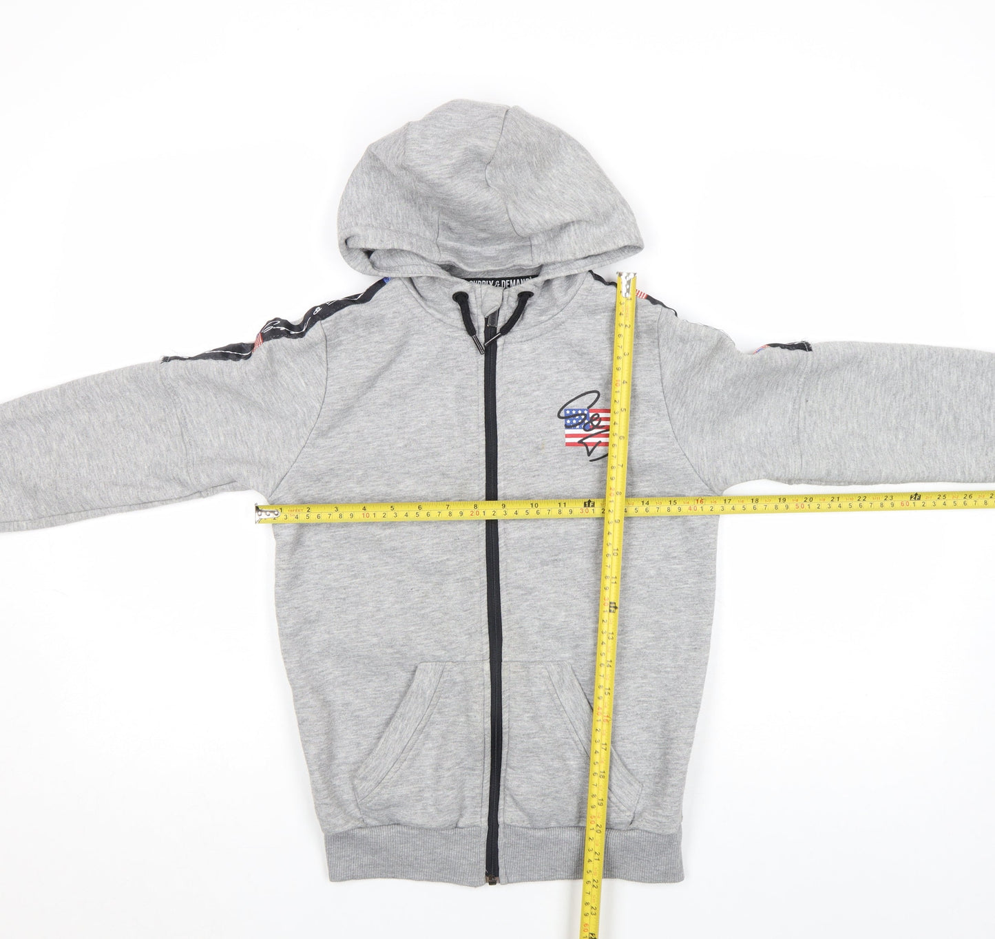 Boys UK Size 10-12 Years Supply & Demand Grey Full Zip Hoodie