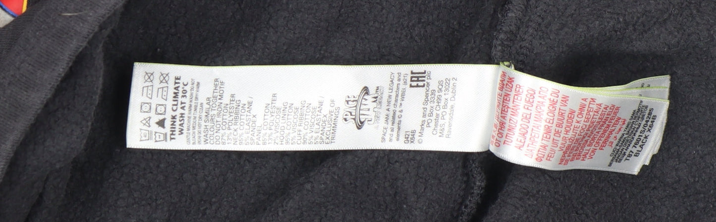 Boys UK Size 8-9 Years Marks and Spencer Black Pullover Hoodie