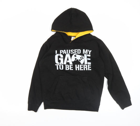 Boys UK Size L (9-11 Years) Just Hoods Black Pullover Hoodie