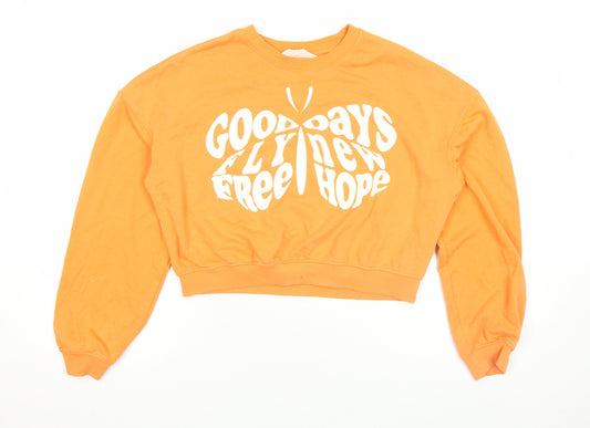 Womens UK Size M H&M Orange Pullover Sweatshirt