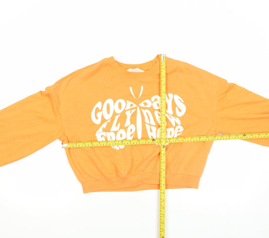 Womens UK Size M H&M Orange Pullover Sweatshirt