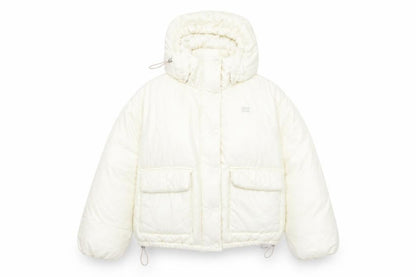 Levi's Women's Ivory Hooded Puffer Jacket Size S Quilted Winter Coat