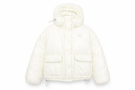 Levi's Women's Ivory Hooded Puffer Jacket Size S Quilted Winter Coat