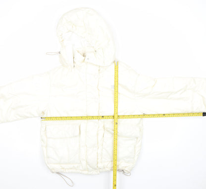 Levi's Women's Ivory Hooded Puffer Jacket Size S Quilted Winter Coat