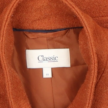 Womens UK Size 14 Classic Brown Overcoat