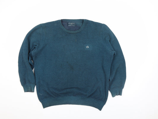 Mens UK Size L Calvin Klein Blue Pullover Sweatshirt