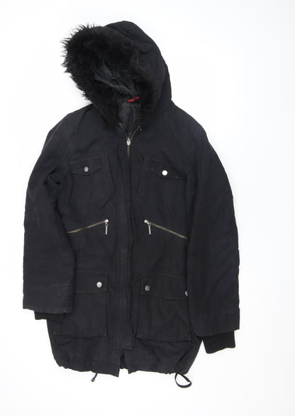 Womens UK Size 12 John Lewis Black Parka Coat