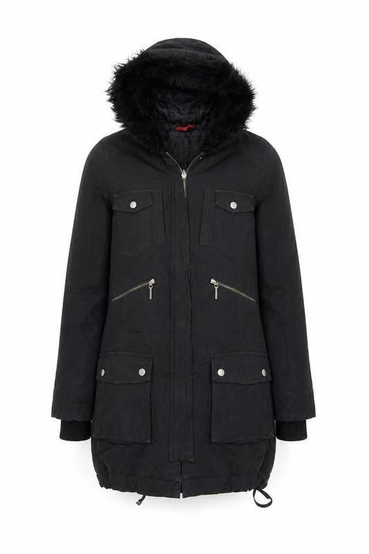 Womens UK Size 12 John Lewis Black Parka Coat