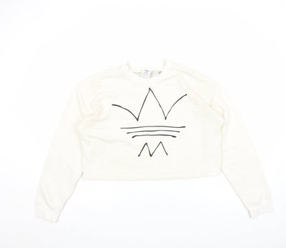 Womens UK Size 10 adidas Ivory Pullover Sweatshirt