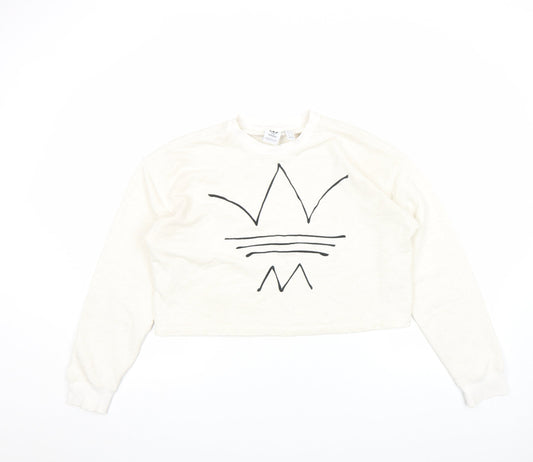 Womens UK Size 10 adidas Ivory Pullover Sweatshirt