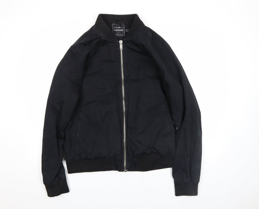 Mens UK Size XL Topman Black Bomber Jacket