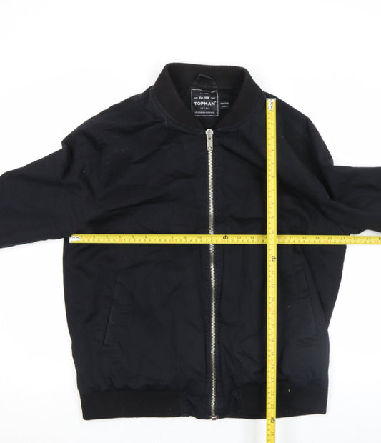Mens UK Size XL Topman Black Bomber Jacket