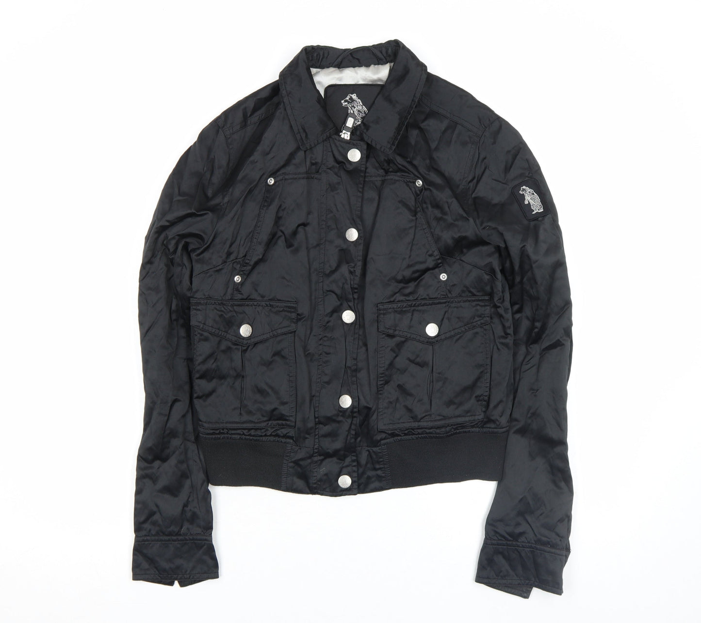 Girls UK Size M Refrigue Black Bomber Jacket