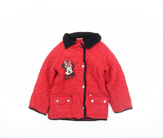 Girls UK Size 4-5 Years Disney Red Quilted Coat