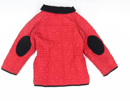 Girls UK Size 4-5 Years Disney Red Quilted Coat