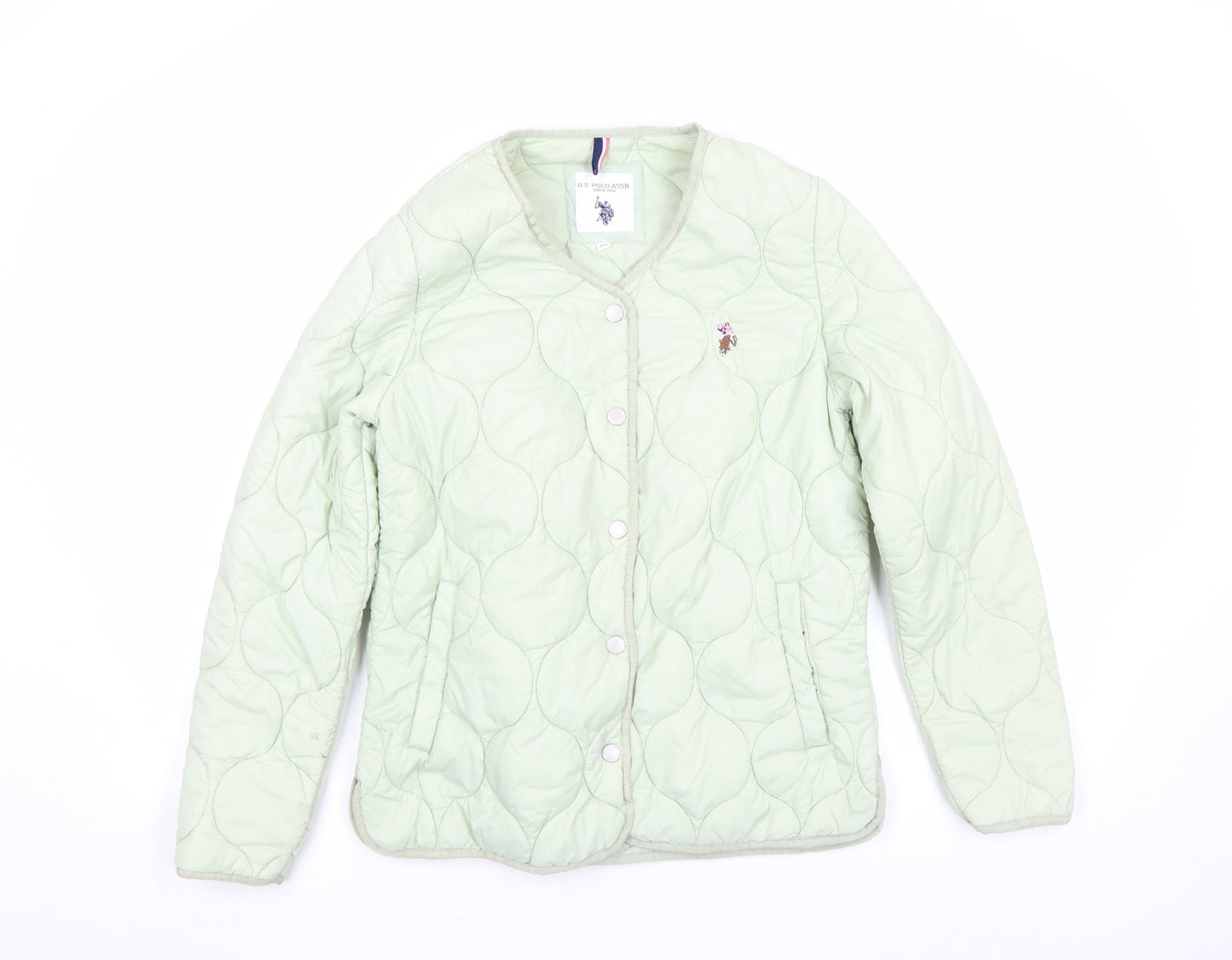 Womens UK Size XS U.S. Polo Assn. Green Quilted Coat