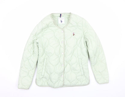 Womens UK Size XS U.S. Polo Assn. Green Quilted Coat