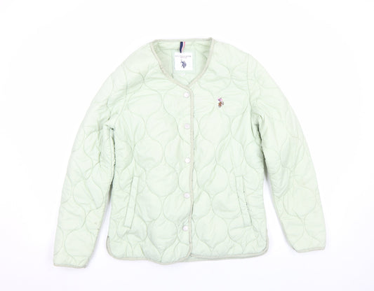 Womens UK Size XS U.S. Polo Assn. Green Quilted Coat
