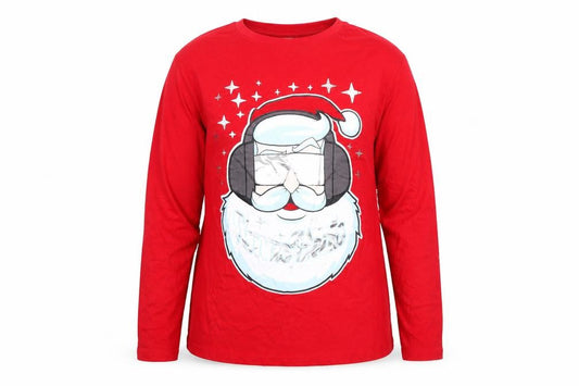 George Womens Red Christmas Santa Long Sleeve Cotton T-Shirt Size 10