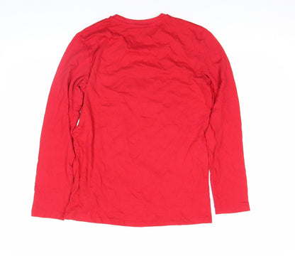 George Womens Red Christmas Santa Long Sleeve Cotton T-Shirt Size 10