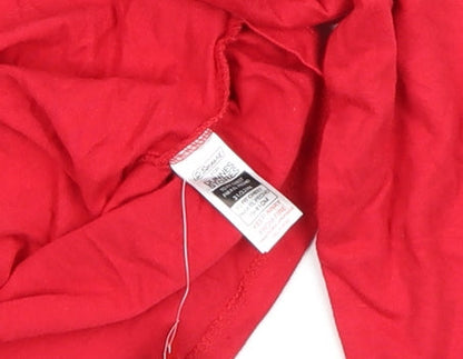 George Womens Red Christmas Santa Long Sleeve Cotton T-Shirt Size 10