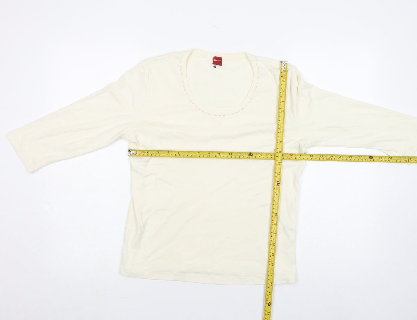 Womens UK Size 14 Olsen Ivory Basic T-Shirt