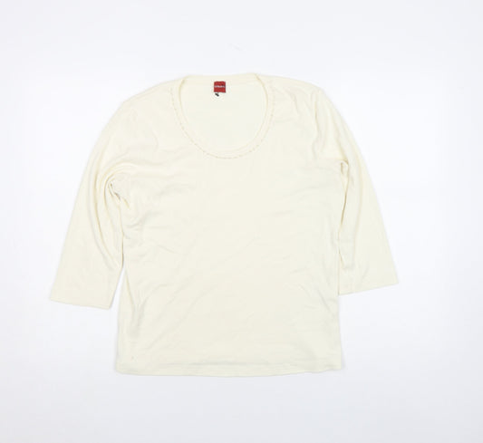Womens UK Size 14 Olsen Ivory Basic T-Shirt