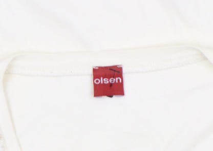 Womens UK Size 14 Olsen Ivory Basic T-Shirt