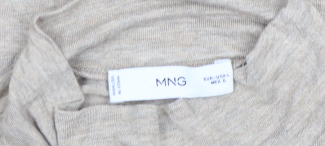 Womens UK Size L MNG Beige Basic T-Shirt