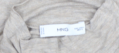 Womens UK Size L MNG Beige Basic T-Shirt