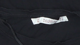 Womens UK Size M Pull&Bear Black Basic T-Shirt