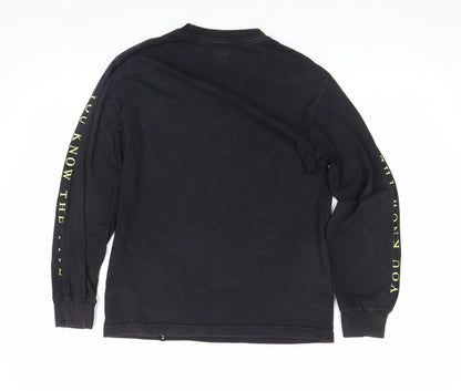 HUF Men's Black Graphic Long Sleeve Cotton T-Shirt S