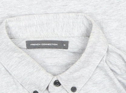French Connection Men’s Grey Cotton Button-Up Shirt Size M Long Sleeve