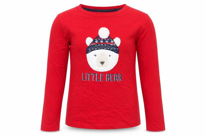 Front view of Fluid girls’ red little bear long sleeve cotton t-shirt 9-10 years