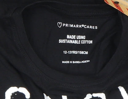 Girls UK Size 12-13 Years Primark Black Pullover T-Shirt