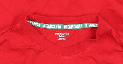 Primark Men's Red #TeamSanta Long Sleeve Christmas Top Size M