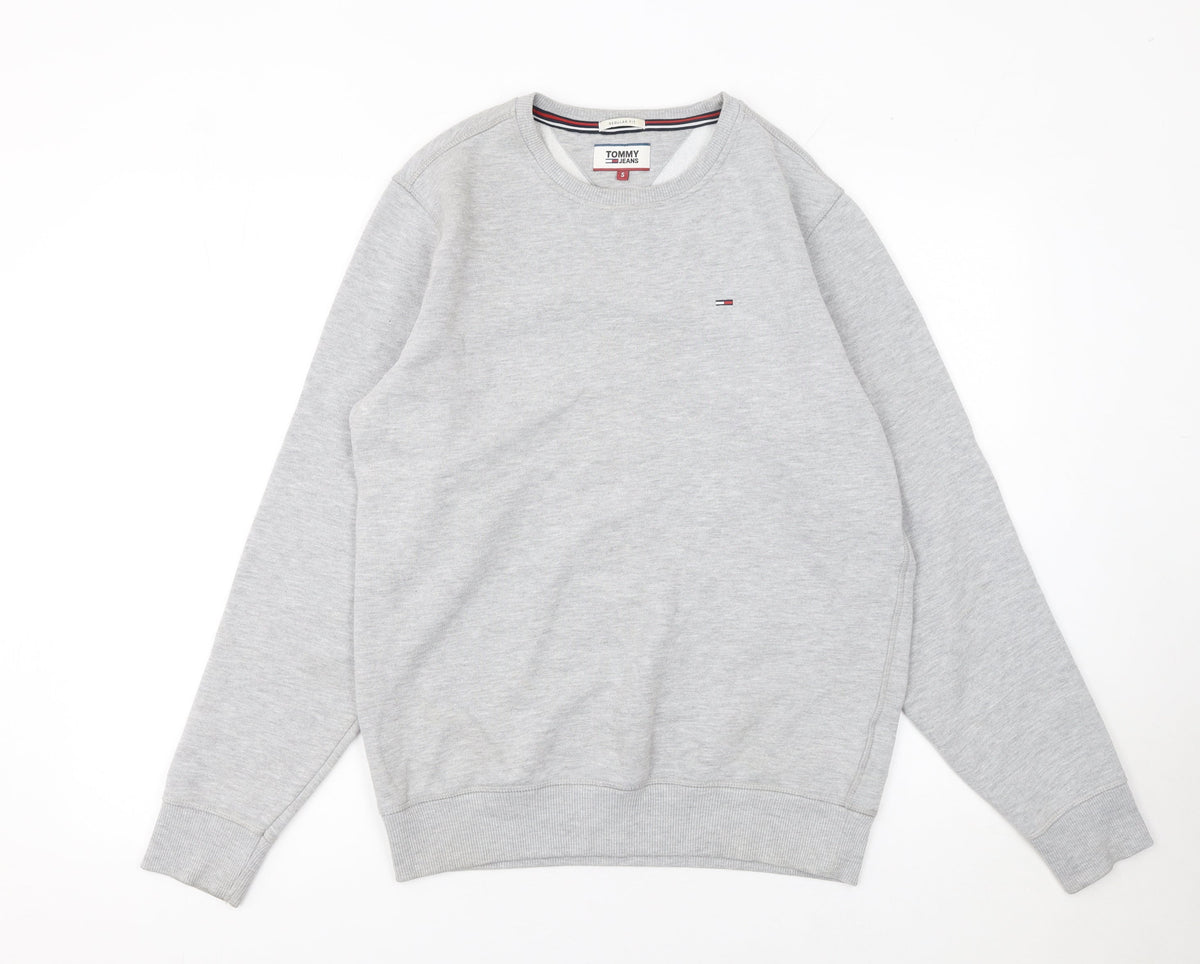 Mens UK Size S Tommy Jeans Grey Pullover Sweatshirt