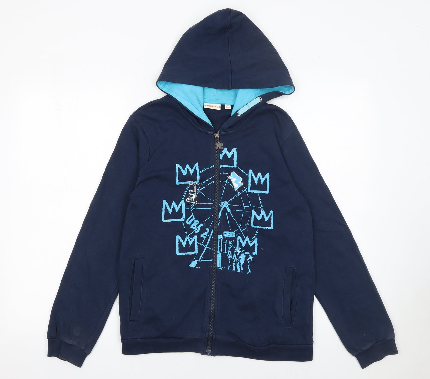 Boys UK Size 14 Years UBS2 Blue Full Zip Hoodie