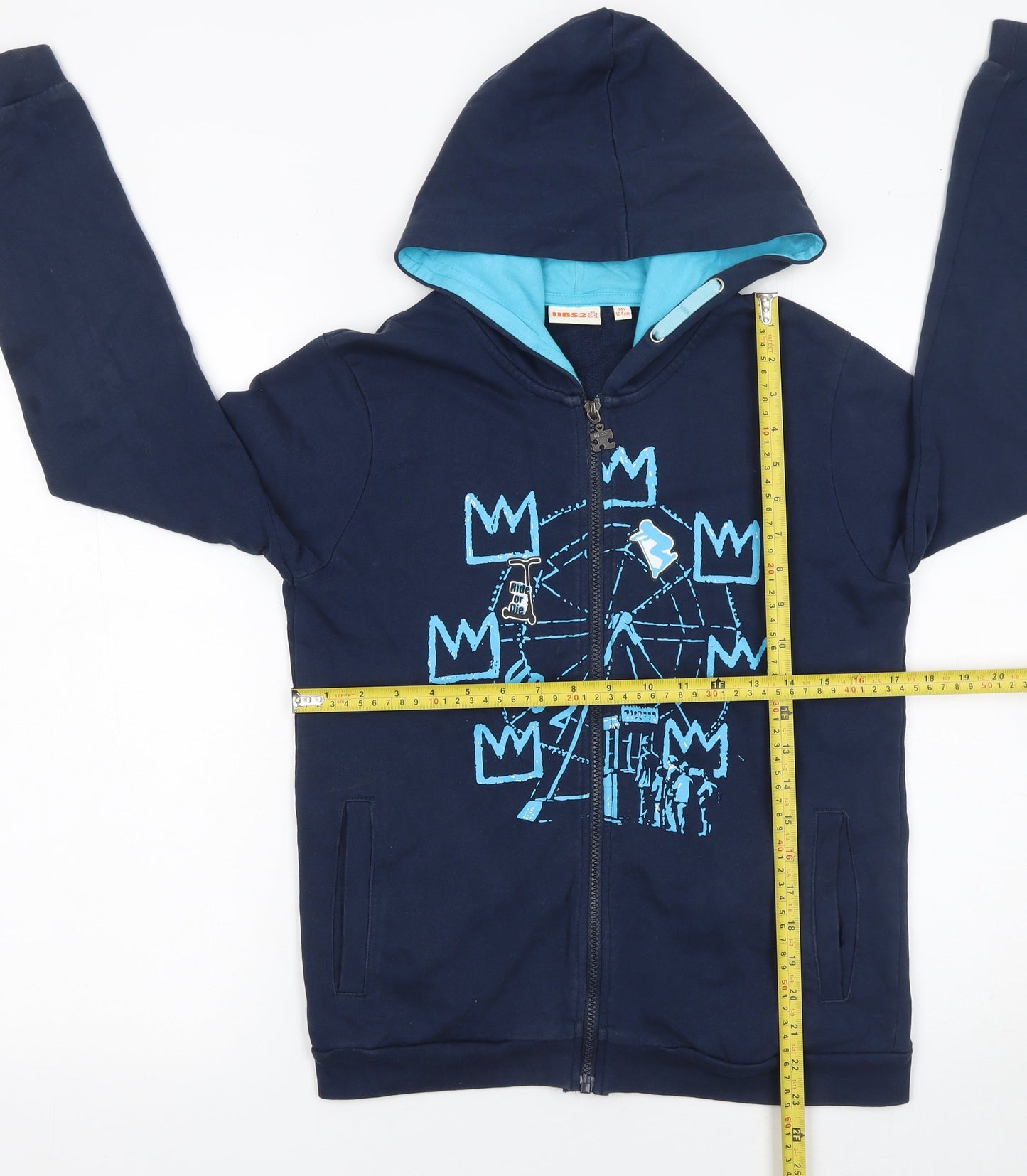 Boys UK Size 14 Years UBS2 Blue Full Zip Hoodie