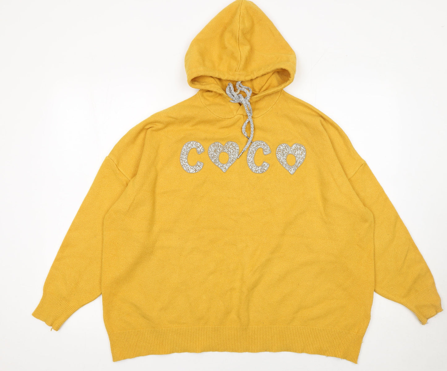 Womens UK Size One Size Enzoria Yellow Pullover Hoodie