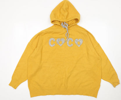 Womens UK Size One Size Enzoria Yellow Pullover Hoodie
