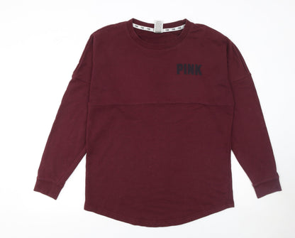 Womens UK Size M Victoria's Secret PINK Red Pullover Sweatshirt