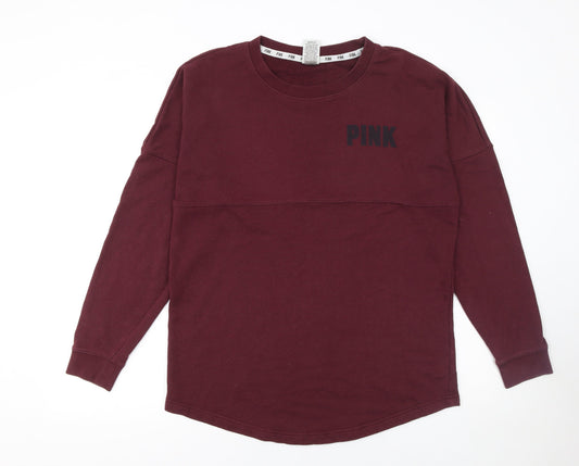 Womens UK Size M Victoria's Secret PINK Red Pullover Sweatshirt