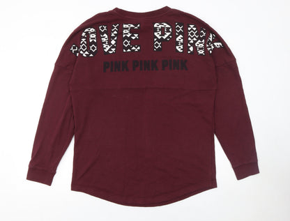 Womens UK Size M Victoria's Secret PINK Red Pullover Sweatshirt