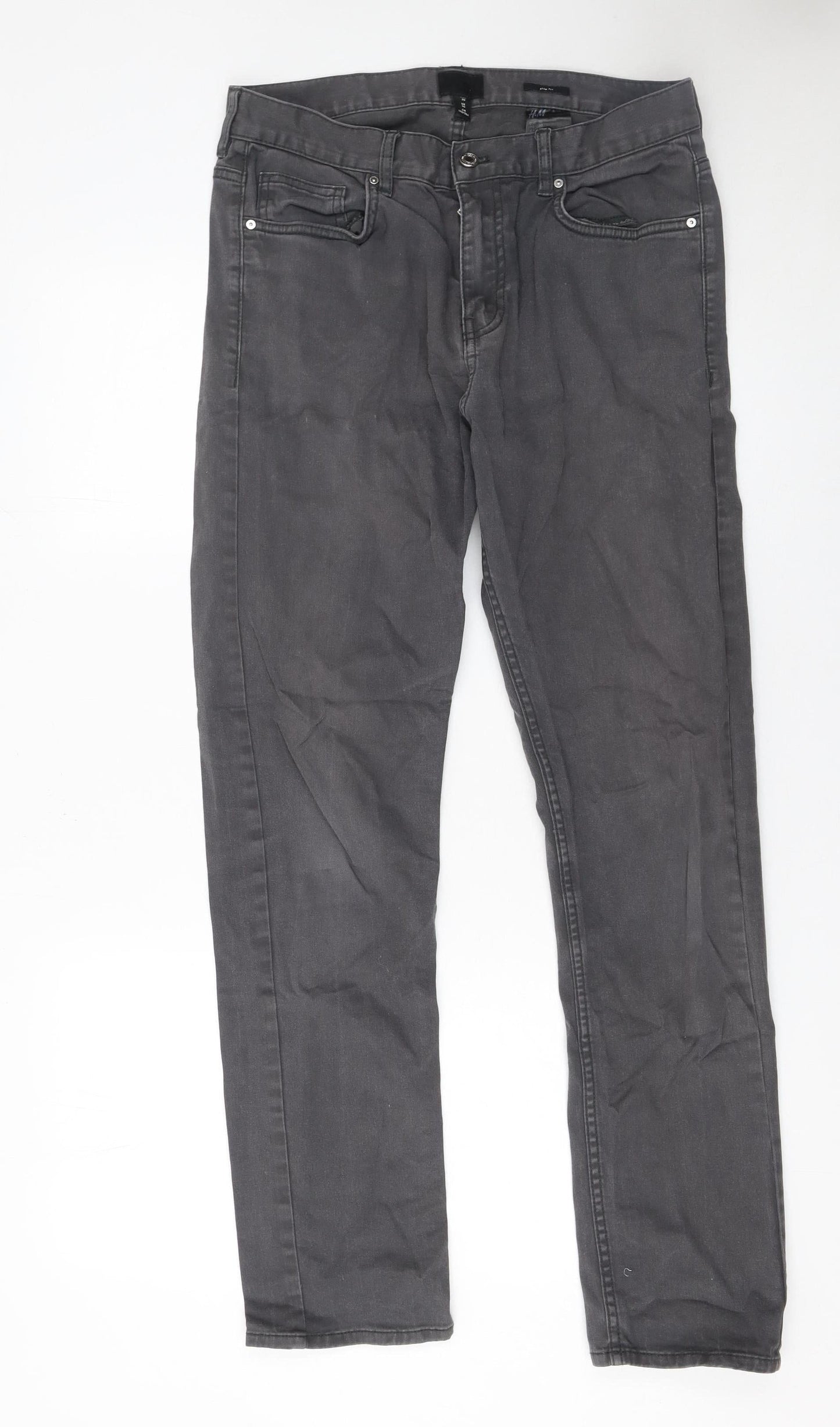 Mens UK Size M H&M Slim Fit Straight Grey Jeans