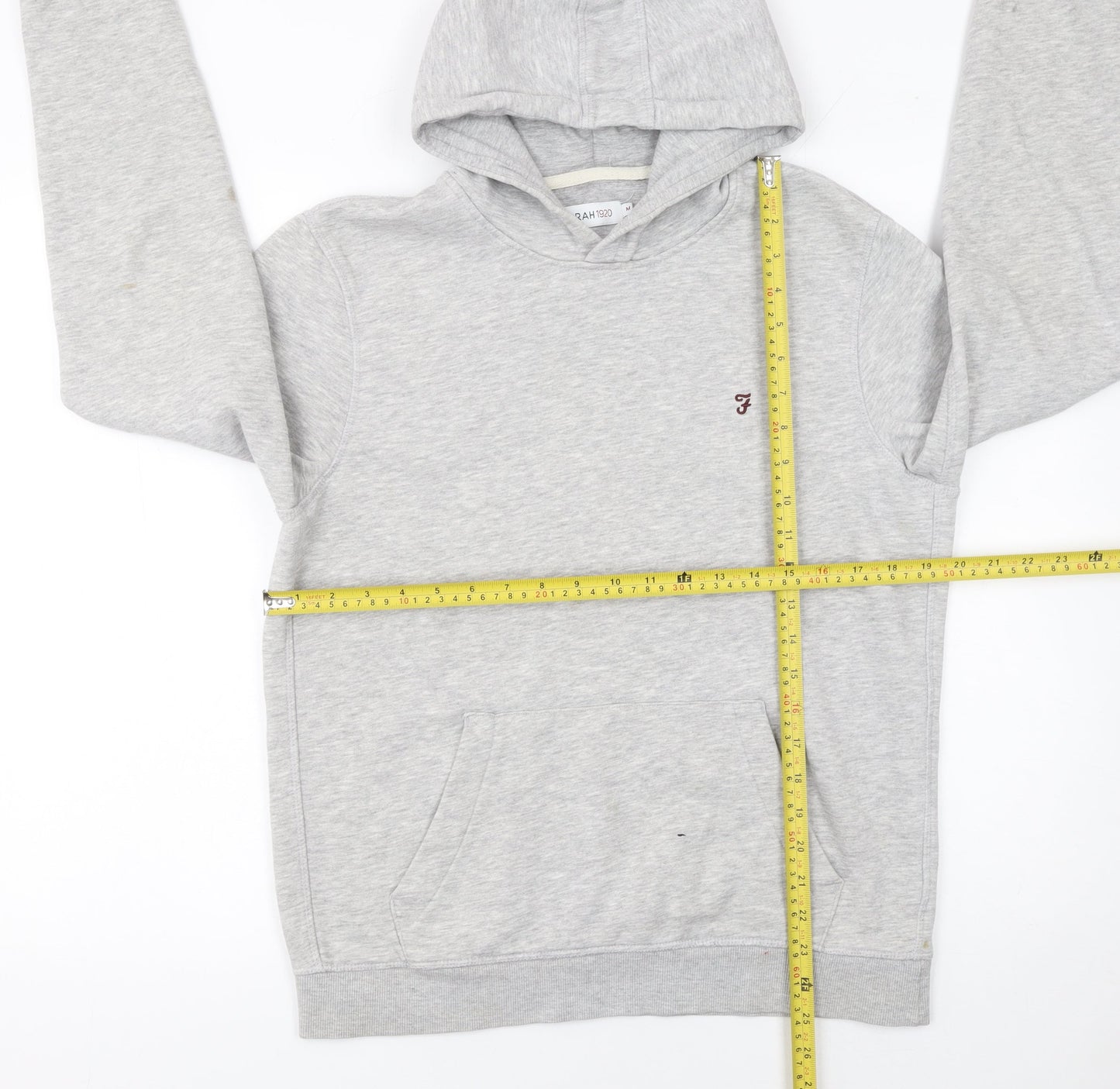 Mens UK Size M Farah Grey Pullover Hoodie